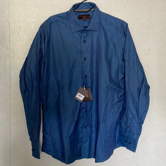 Robert Talbott Tailored Fit Large Blue Diamond Print Long Sleeve Shirt 17 - Picture 2 of 6